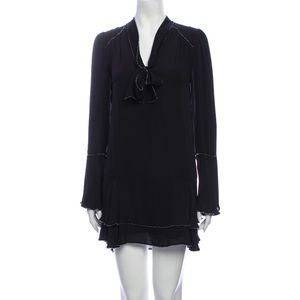 PARKER Black drop waist mini dress